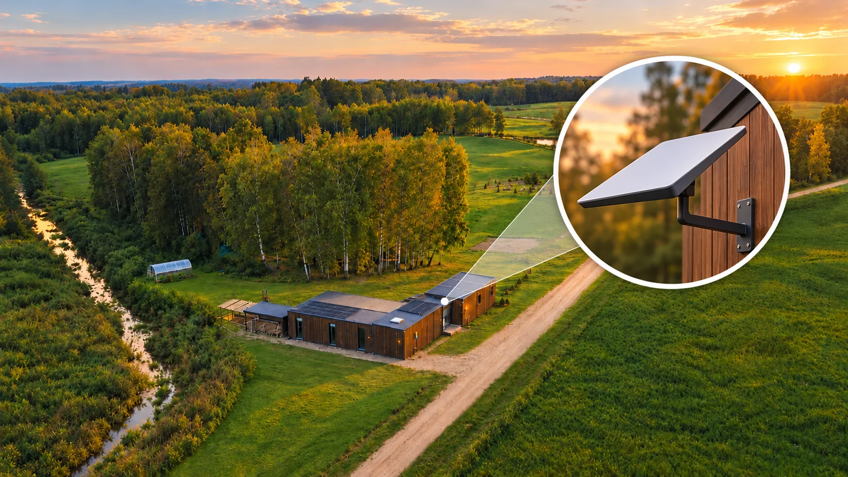 Starlink antena ant Šviesų slėnio pastato sienos