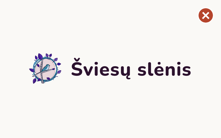 Neteisingai: Nekeiskite spalvų